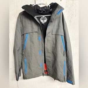Armada RECCO Ski Jacket Mens Small Gray Blue Waterproof Snowboard Shell Hooded